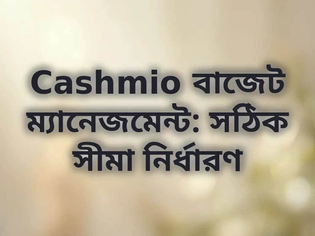 Cashmio বাজেট ম্যানেজমেন্ট